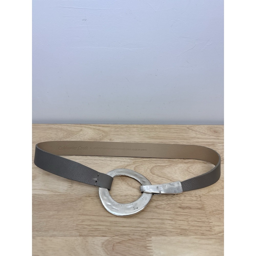 Genuine leather belt Gray Belt Small Large Buckle Coldwater Creek Statement #9